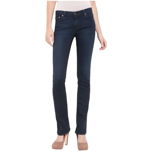 AG The Ballad Slim Low Rise Bootcut Stretch Denim Jeans Dark Blue Wash Size 27 - Picture 1 of 12